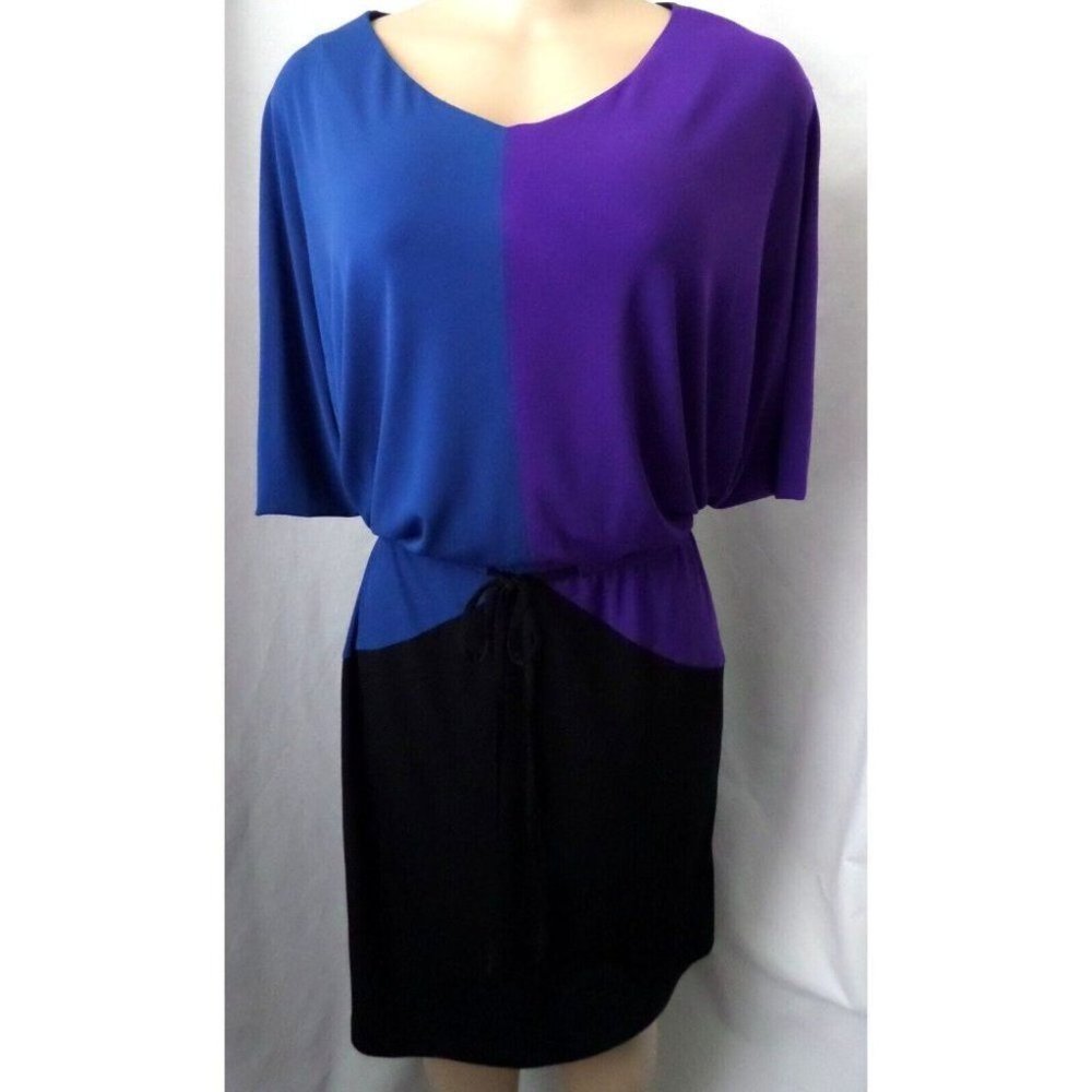 COLDWATER CREEK   MULTICOLOR COLORBLOCK BLOUSON DOLMAN SLEEVES DRESS SIZE: 6 NWT